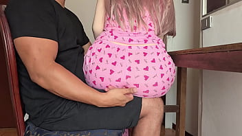 My Stepdaughter Sitting on my Legs I Take Advantage of