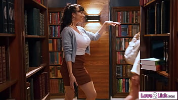 Petite babe is pussy licked the busty horny latina librarian