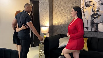 Busty busty babe fucks her sister's ebony boyfriend on the