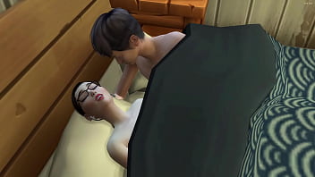 Japanese step mom and step son share the same bed