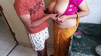 I fucked the maid's naughty married daughter-in-law in the kitchen