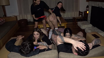 The great Argentinian porn ORGY: 4 whores thirsty for cock