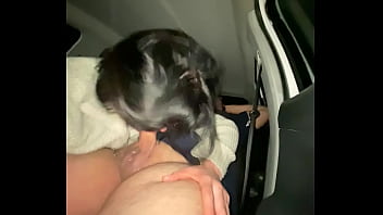 Sloppy blowjob in car parking, she love to suck and