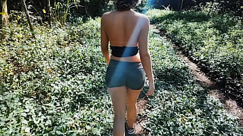 My hot stepdaughter kept teasing me in the woods, making