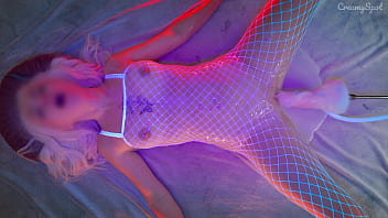 Hot Blonde In White Stockings Moans In a Puddle Of