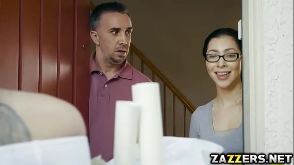 Raven Bay gave a sloppy welcome blowjob to her neighbor