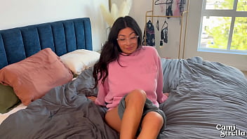 &ldquo;ARE THOSE MY BOXERS?!&rdquo; Big titty Latina step sis SQUIRTS