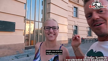 German single girl next door tries real public blind date