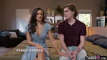 Stepmom MILF Penny Barber guides stepson how to have sex