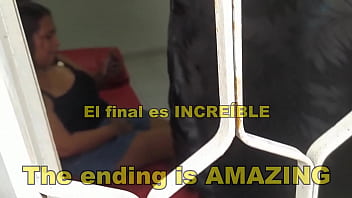 Horny neighbor caught through the window. She secretly spied on