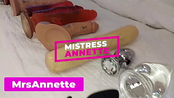 MISTRESS TESTING HER NEW TOYS ON HER BOTTOM HUSBAND ANAL