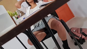 Upskirt classmate came to visit my girlfriend and didn't bring