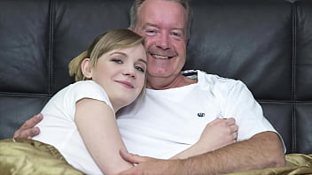 Sexy blonde bends over to get fucked by grandpa big