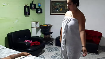 My stepsister's whore comes out of the bathroom and we