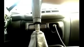 Crazy girl enjoys masturbating with the gear stick