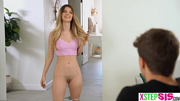 Tiny stepsister teen Molly Little dared big cock stepbrother to