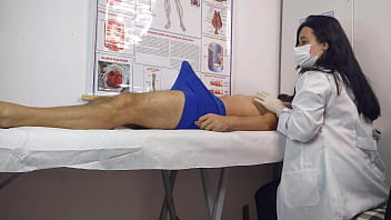 The dick got up in front of the nurse