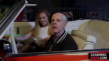 Kinky lingerie babe cockrides dom in car before creampie