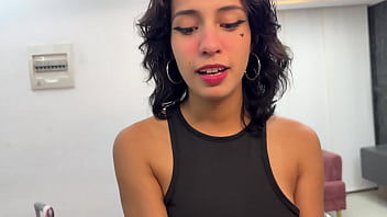 Cute Latina girl goes on a trip and comes back