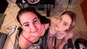Lingerie whores smoking, vaping while sucking cock, cum facial, cum