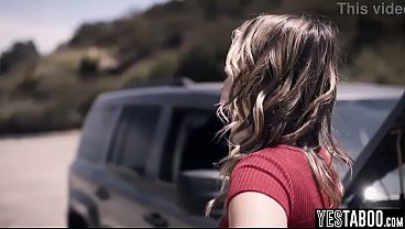 Stranded petite blonde MILF takes help from a stranger and