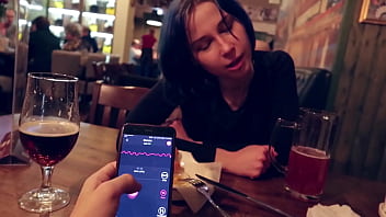 I took control of my stepsister's vibrator in the bar