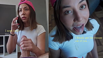 My stepsister thinks a spider is biting my cock and