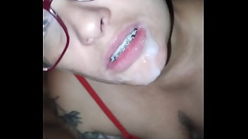 After the redhead sucked a lot of dick at the