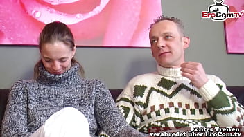 German young woman girlfriend shared first time mmf threesome in