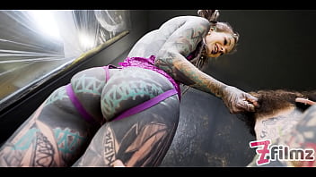ALT dominatrix PEGGING tattooed worker - ANAL fuck, dripping dick,