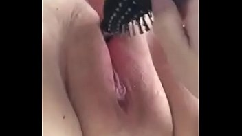 Brand new pussy masturbating with brush