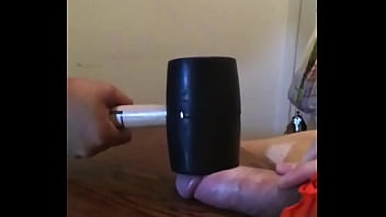 Interracial BBW Light CBT & ball busting with 2lb hammer