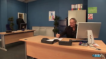 Group sex at the office with three horny guys and