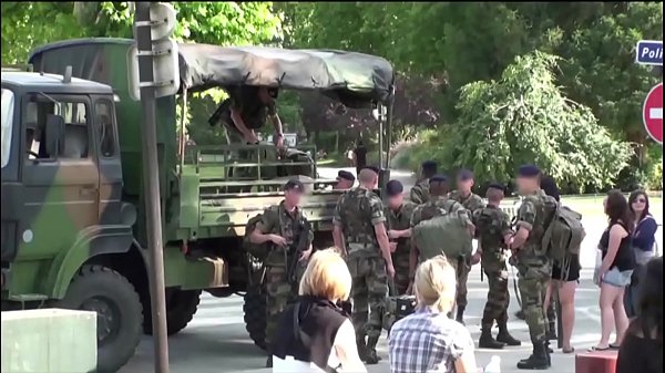 A cute girl is fucked by 2 guys at a