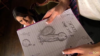 Angry at the rude student the lesbian teaches her about