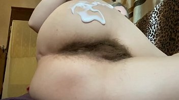 Natural Hairy Girl body lotion session . Hairy pussy ,