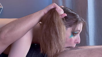 Side POV Sloppy Handlebar Deepthroat Facefuck for Harley Quinn Ends