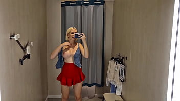 Public Store Tease &ndash; Blonde with Big tits Shopping Without