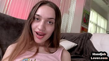 HJ loving teen with mediumboobs wanks POV cock n talks