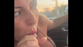 Skilled slut sucks dick and milks while driving
