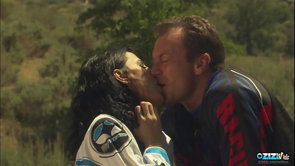 The motor cross legend stops riding to give the brunette