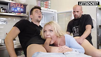 StepMom Miss Jackson Fucked By Two Cocks At Pizzeria -