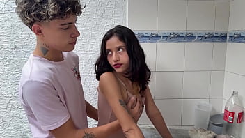 My stepsister is distracted and I'm fucking her hard.