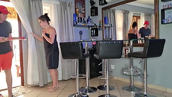 Lucky delivery guy gets his cock sucked and jerked off