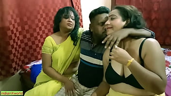 Indian Bengali boy getting scared to fuck two milf bhabhi