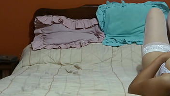 Hidden camera-Mutual masturbation of Latin with stepson, she moans asking