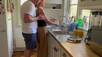 Doggy while doing the dishes