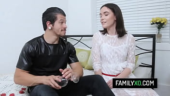 Perv stepbrother surprise stepsister Maddie Winters with his cock for