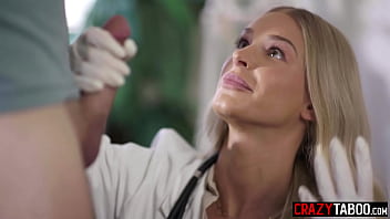 Sloppy blowjob during physical examination by big tits doctor Emma