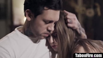 Teen stepdaughter threesome fucked by stepdad & stepbro - fucked